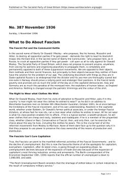 No. 387 November 1936 What to Do About Fascism