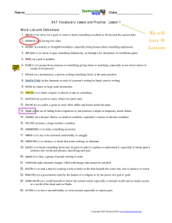 SAT Vocabulary Lesson and Practice: Lesson 1