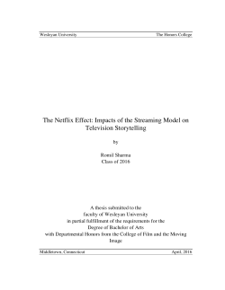 The Netflix Effect: Impacts of the Streaming Model on Television