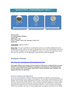 Spanish 2215F/G &ndash; Exploring Hispanic Cultures I Academic Policies