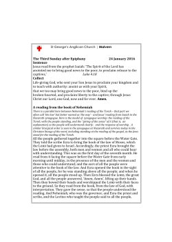 The Third Sunday after Epiphany 24 January 2016 Sentence Jesus