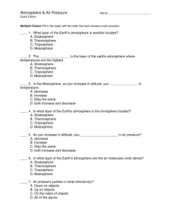 Atmosphere:air pressure quick check