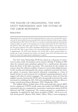 Hurd, "The Failure of Organizing: The New Unity Partnership and the