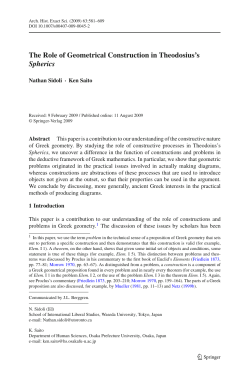 The Role of Geometrical Construction in Theodosius`s Spherics