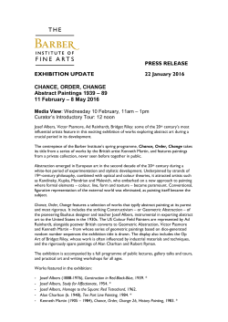 PRESS RELEASE EXHIBITION UPDATE 22 January 2016