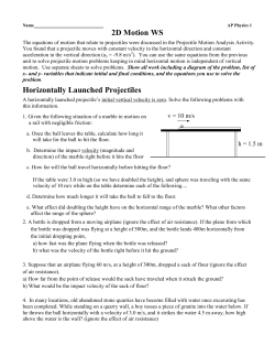 2D Motion WS Horizontally Launched Projectiles