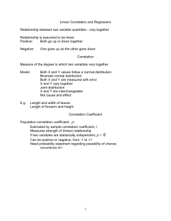 1 Linear Correlation and Regression Relationship between two