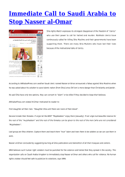 Immediate Call to Saudi Arabia to Stop Nasser al-Omar