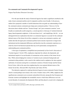 Developmental Legacies of Communism.