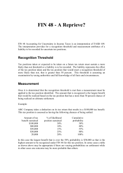 FIN 48 - A Reprieve?