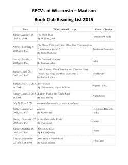 RPCVs of Wisconsin &ndash; Madison Book Club Reading List 2015