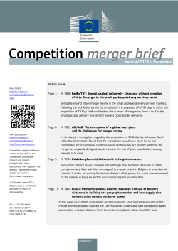 Competition merger brief 4/2016, 12 December 2016