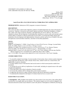 UNIVERSITY OF ILLINOIS AT CHICAGO JANE ADDAMS