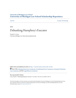 Debunking Humphrey`s Executor - University of Michigan Law