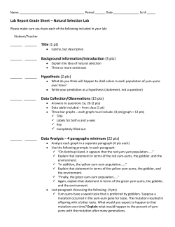 Lab Report Grade Sheet &ndash; Natural Selection Lab
