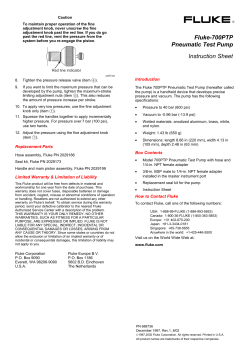 Fluke-700PTP Pneumatic Test Pump Instruction Sheet