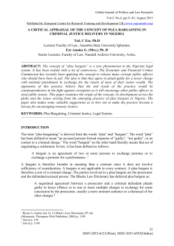 a critical appraisal of the concept of plea bargaining in criminal
