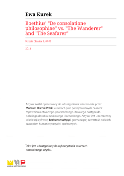 Ewa Kurek Boethius` "De consolatione philosophiae"