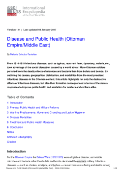 Disease and Public Health (Ottoman Empire/Middle East