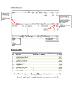Sample Paycheck: Sample W-2 Info: Boxes 01 and 16 display your