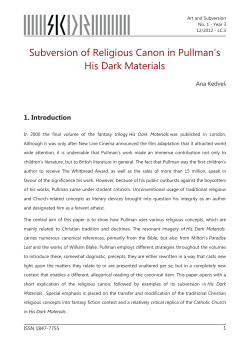 Subversion of Religious Canon in Pullman`s His Dark Materials