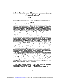 Epidemiological Studies of Leukemia in Persons