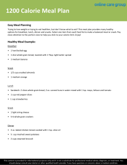 1200 Calorie Meal Plan