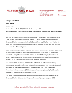 Brackett Elementary School Commended by MA Commissioner of
