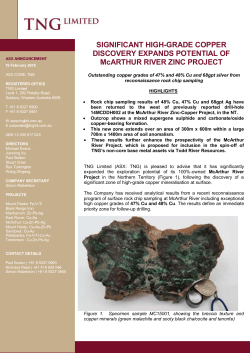 High-grade copper discovered at McArthur river zinc