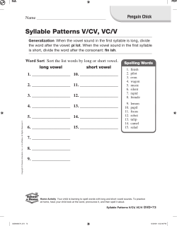 Syllable Patterns V/CV, VC/V