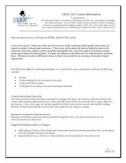LILIE, LLC Course Information Title of Course (45 hours): Sexism in