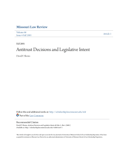 Antitrust Decisions and Legislative Intent