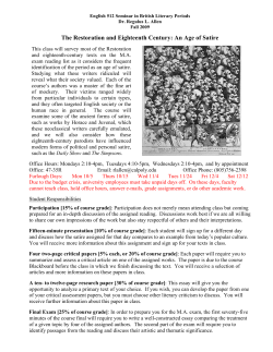 The Restoration and Eighteenth Century: An Age of Satire