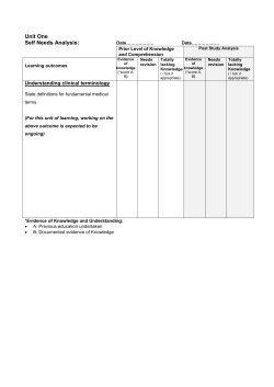 Unit One Self Needs Analysis