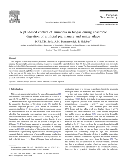A pH-based control of ammonia in biogas during anaerobic
