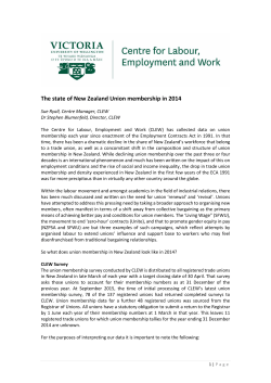 The state of New Zealand Union membership in 2014