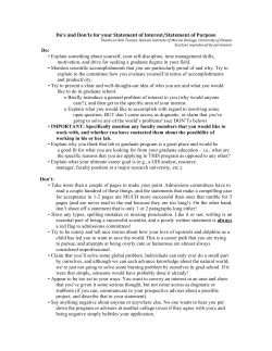 Statement Of Purpose Guide - Dr. Dawn Wright