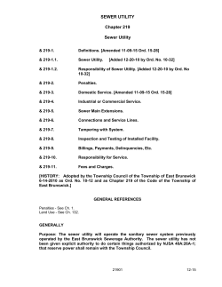 SEWER UTILITY Chapter 219 Sewer Utility