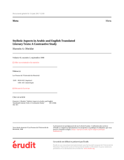 Stylistic Aspects in Arabic and English Translated Literary Texts: A