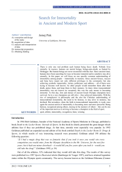 Search for Immortality in Ancient and Modern Sport