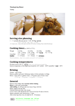 Serving size planning Cooking temperatures Brining General