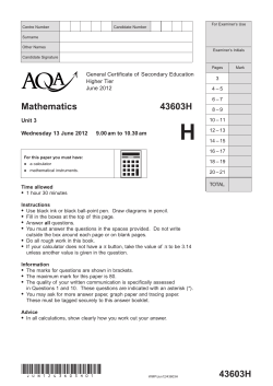 GCSE Mathematics Question Paper Unit 03 June 2012