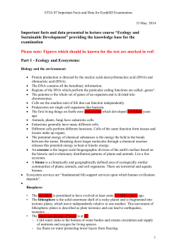 Important facts and data presented in lecture course &ldquo;Ecology