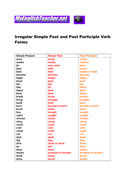 Irregular Simple Past and Past Participle Verb Forms
