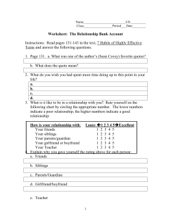 Relationship Bank Account Worksheet