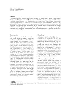 Hawaii Local English - Hawai`i Pacific University