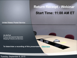 Return Receipt - Webinar Start Time: 11:00 AM ET