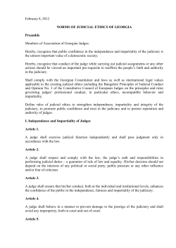 February 8, 2012 NORMS OF JUDICIAL ETHICS OF GEORGIA