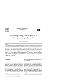 Solubility and diffusivity of solvents and nonsolvents