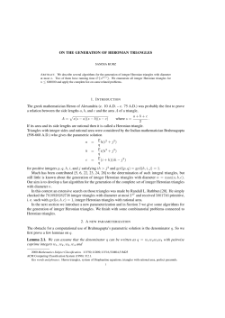 ON THE GENERATION OF HERONIAN TRIANGLES The greek